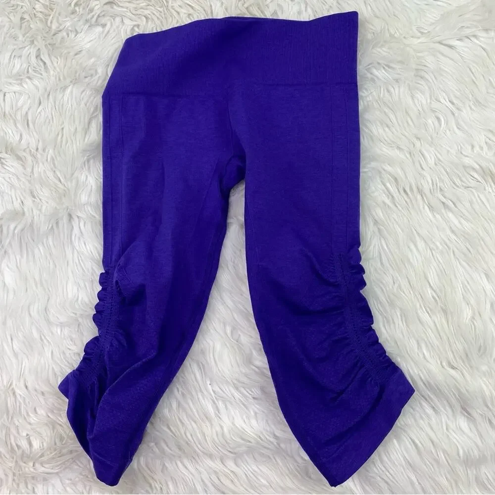Lululemon In The Flow Crop II‎ Heathered Bruised Berry Purple Size 6 Yoga